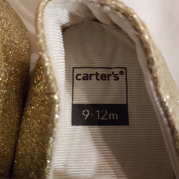 Carter's New gold sparkly crib shoes - Picture 3 of 6